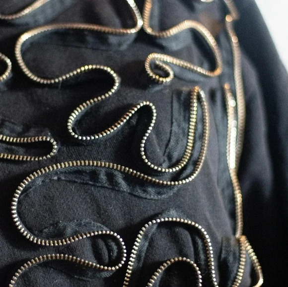 Stella McCartney xs s 36 black zipper 3d embellished floral crewneck Sweater - Picture 4 of 11